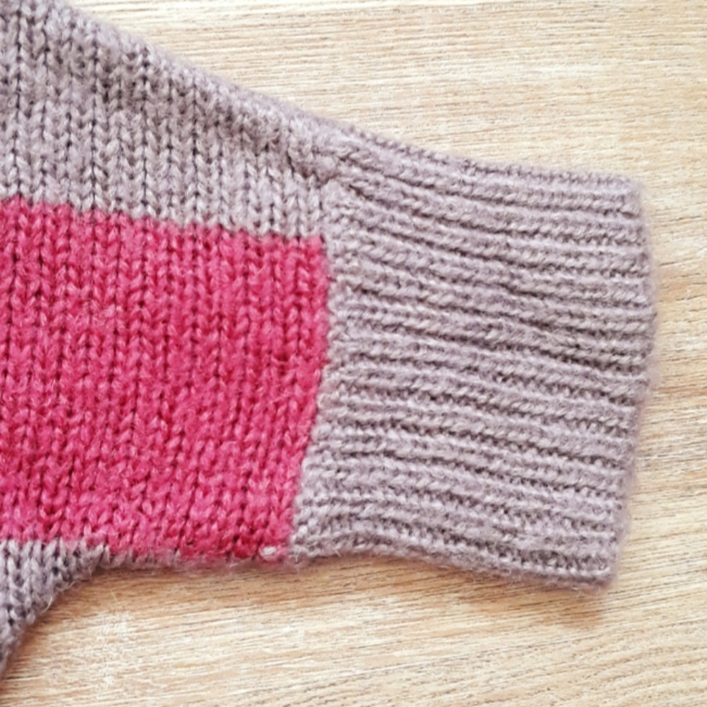 American Eagle Pink and Mocha Stripe Sweater - Size Small Pullover 3/4 Sleeves - Picture 5 of 7